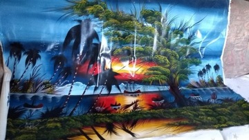 Pejzaż karaibski malowany na płótnie olejną
