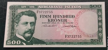 Islandia 500 kron  1961 UNC 