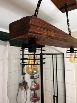 Lampa rustykalna z belki/żyrandol loft drewniany