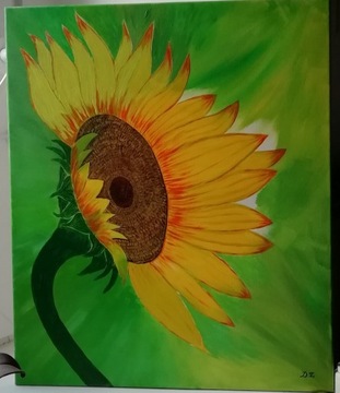 Słonecznik malowany akrylem
