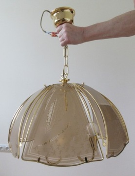 Lampa wisząca 24 karatowe złoto szkło profilowane
