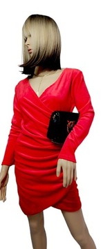 Czerwona sukienka welurowa XL