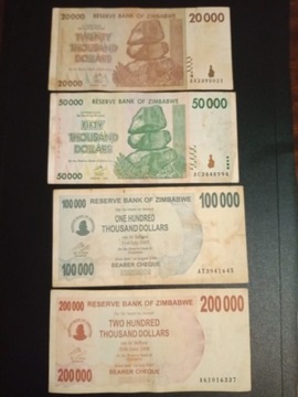 Zimbabwe zestaw banknotów