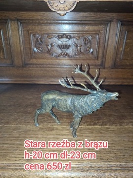 Jeleń z brązu sygnowany