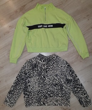 55. Zestaw 2 x bluza limonka i zebra czarna 152