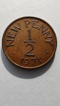 GUERNSEY New 1/2 Penny 1971 ŁADNA