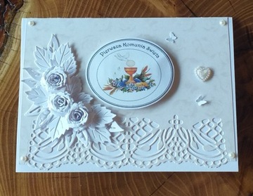 Kartka I Komunia Św rękodzieło hand made quilling 