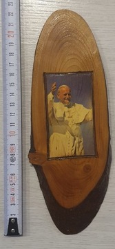 Oryginalne zdjecie papieża w drewnie 1987 rok. 