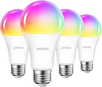 ANWIO Żarówka LED Smart Wifi E27 12W 4 szt. RGB