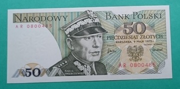 Banknot - 50 zł - Rok 1975 - Seria AR