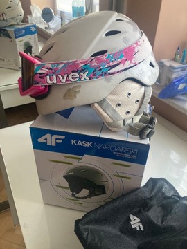 KASK NARCIARSKI + GOOGLE UVEX - używane - stan BDB