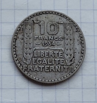 (3203) Francja 10 franków 1934 srebro 