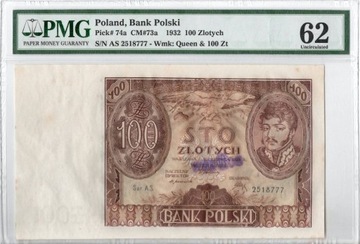 100 zł 1932 PMG 62