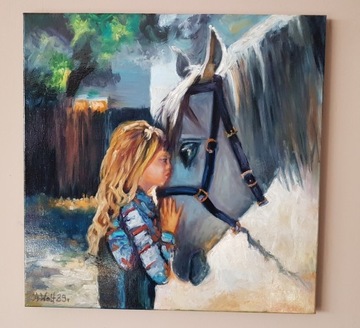 Obraz olejny  Dziewczynka z koniem