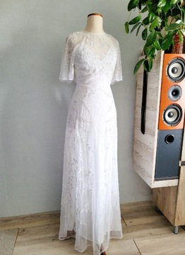 Suknia slubna z haftem rustykalna asos bridal S