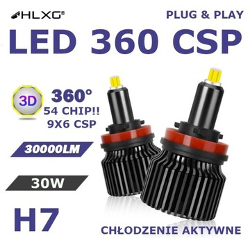 2szt HLXG H7 LED 360 54CHIP CSP 30W 30000LM CANBUS