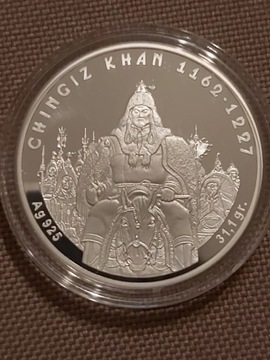 Moneta Czyngis Khan 100 T stan idealny