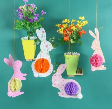 Nowe dekoracje wielkanocne 4 króliczki 3D