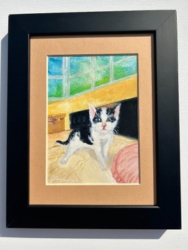 Obraz olejny " Kotek", 12x17cm