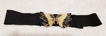 Czarny Pasek Guma z Klamrą Motyl - regulowany