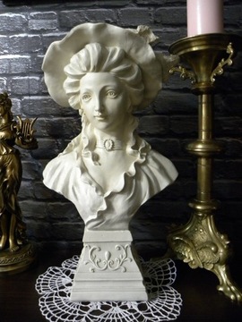 Duża stara figurka alabastrowa popiersie kobiety