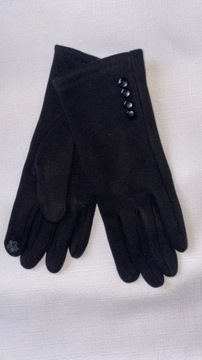Rękawiczki damskie ocieplane futerkiem czarne M