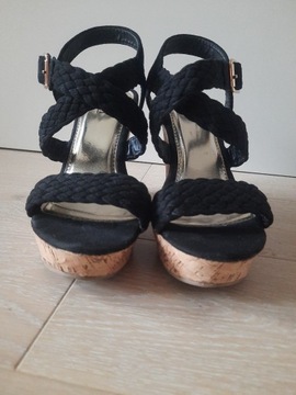 Sandały damskie czarne zamszowe włoskie Linzi 38