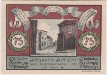 Striegau (Strzegom), 75 Pf, 09.1921 (Gasthof)