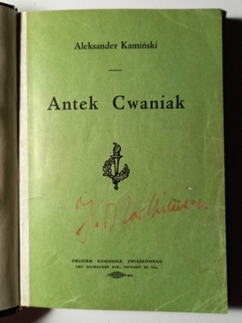 Antek Cwaniak Aleksander Kamiński 1945 wyd.USA
