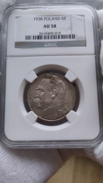 5 zł Piłsudski 1938 NGC AU58 !!!