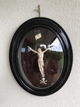 Piękny obraz , rzeźba Chrystusa , kość , XIX w