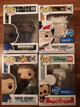 Funko Pop Mickey, Owen Grady, Morpheus, Schrute