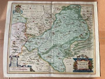 Mapa Śląsk Hrabstwo Kłodzko 1647 r. JANSSONIUS