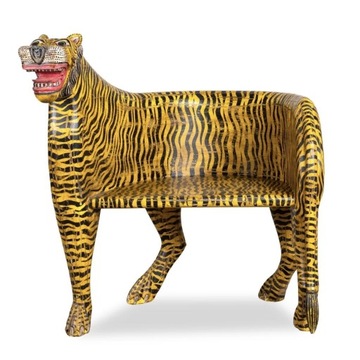 Fotel krzesło tygrys malowane kolonialne Indie