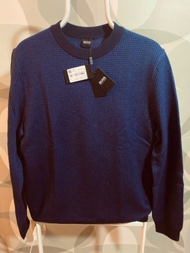 Sweter Hugo Boss męski XL Granatowo-Niebieski Wełn