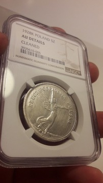 Nike 5 zł 1928 ZZM NGC AU DETAILS Ładny stan