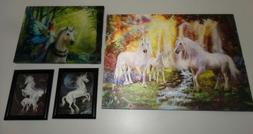 Obrazy 4 Sztuki Jednorżec Koń