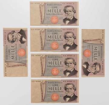 Banknot 1000 lirów - Włochy 1969 - stan aUNC