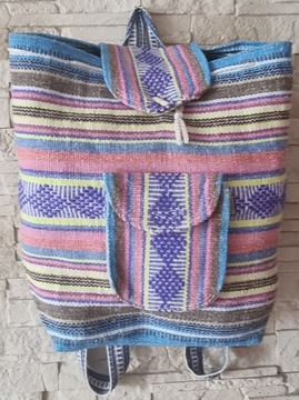 Plecak sznurkowy, piękne kolory, rękodzieło Meksyk