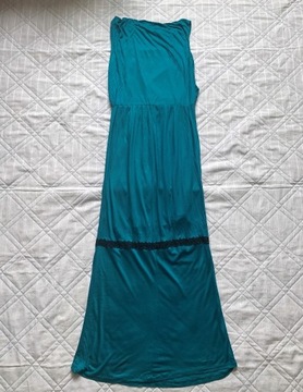 Piękna długa turkusowa suknia z koronką Orsay S
