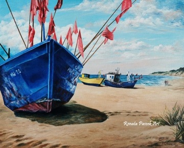 Obraz olejny na płótnie, Bałtyk Plaża Morze 40x50 