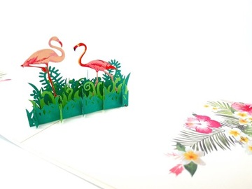Kartka 3D Zwierzęta Świata Afryka Flaming różowy