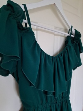 Sukienka zielona falbany hiszpanka Excellence uniwersalny S 36 M 38 L 40