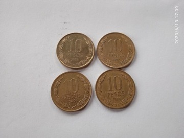 I/22 - CHILE 10 PESOS 1996, 1999, 2006, 2007