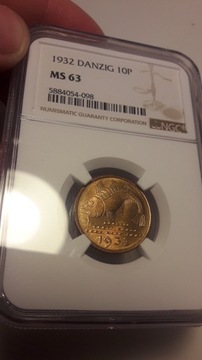 10 Pfennigów 1932 WMG Gdańsk NGC MS63 PCGS