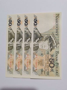 Banknoty 50zł.'88r. destrukty drukarskie UNC ,4szt