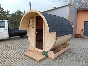 Sauna beczka - Fińska zewnętrzna, ogrodowa. Dostęp