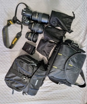 Nikon d3100 zestaw plus trzy obiektywy nikkor