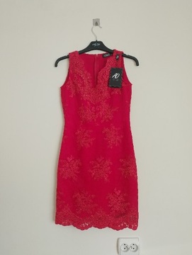 Czerwona sukienka wizytowa Koktajlowa S 36