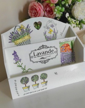 Listownik organizer na listy decoupage lawenda